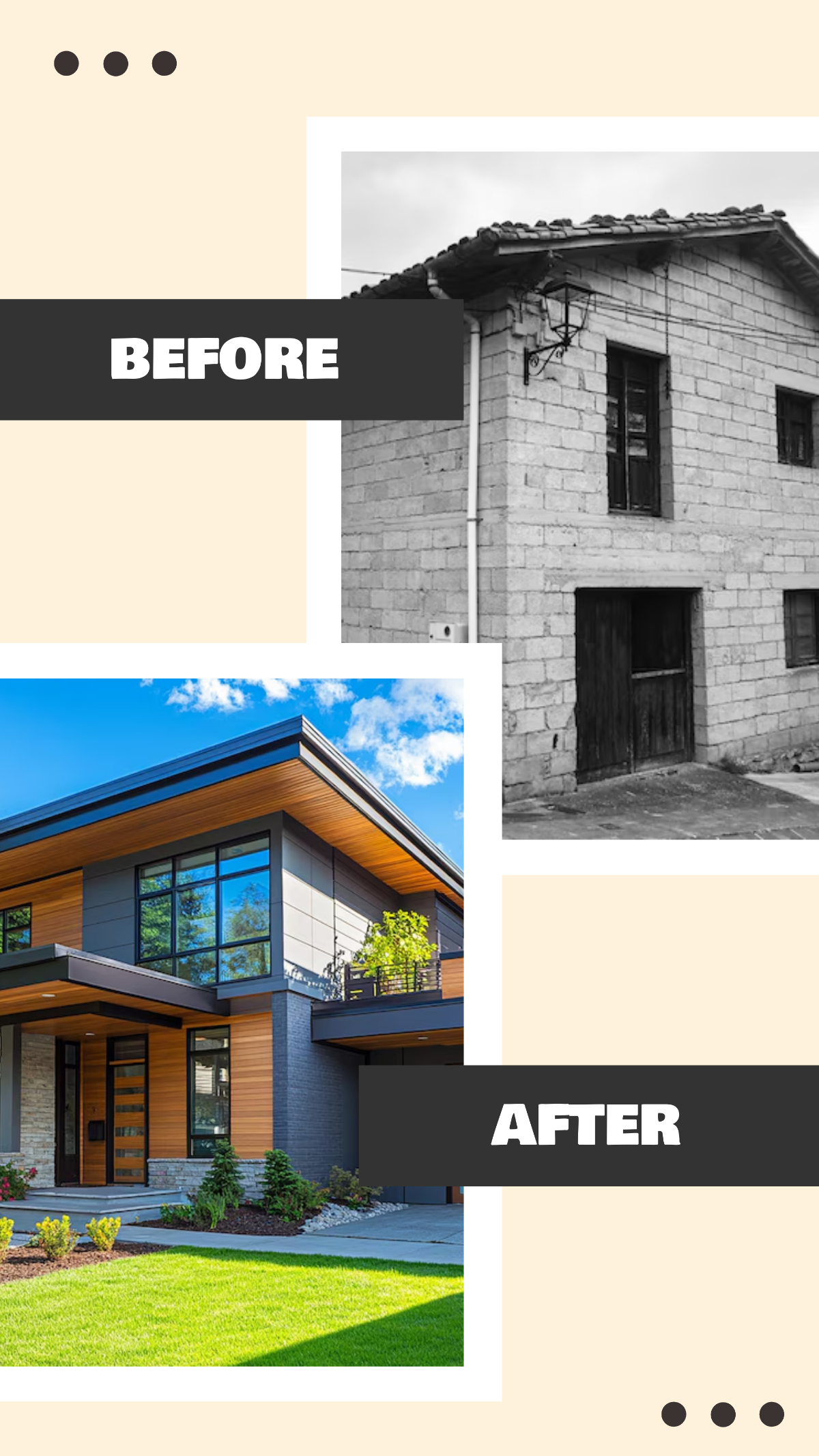 Modern Home Before and After Instagram Post Template - Edit Online & Download