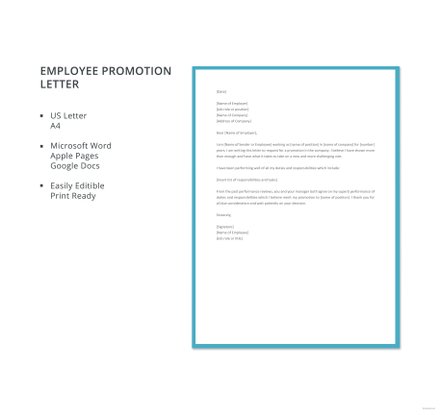 Free Recommendation Letter Template for Promotion: Download 700 ...