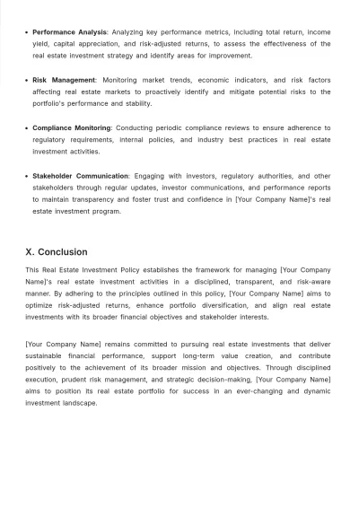 Free Real Estate Investment Policy Template to Edit Online