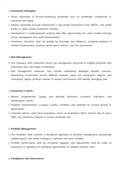 Free Real Estate Investment Resolution Template to Edit Online