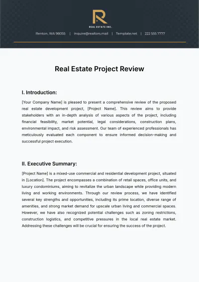Free Real Estate Project Review Template to Edit Online