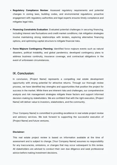 Free Real Estate Project Review Template to Edit Online