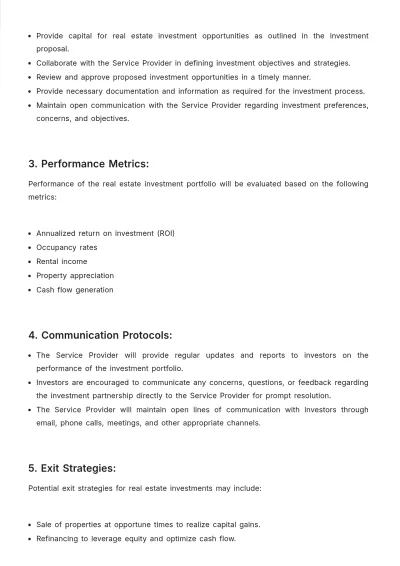 Free Real Estate Property Investment SLA Template to Edit Online