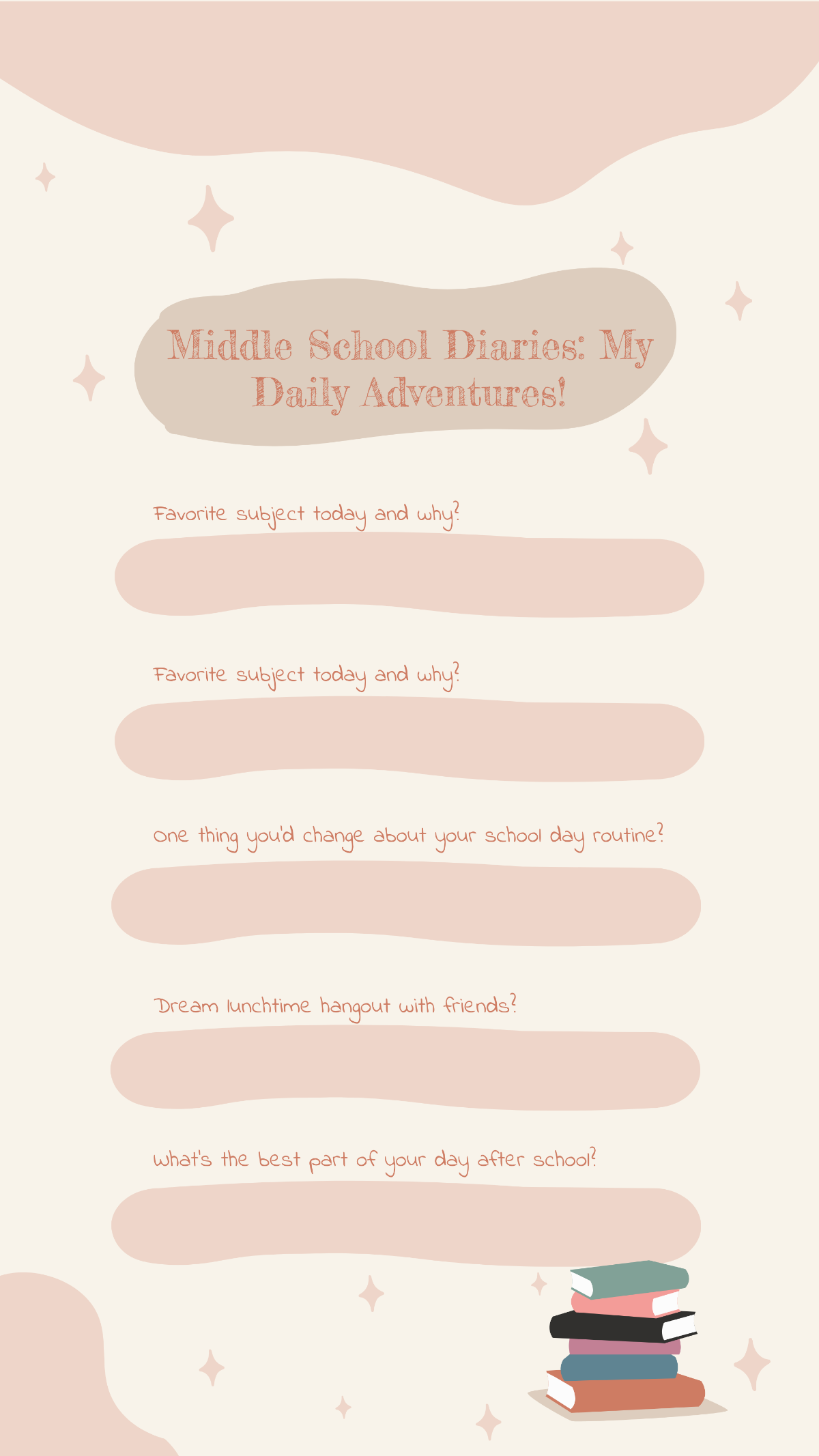 Free Get to Know Me Middle School Daily Activity Post