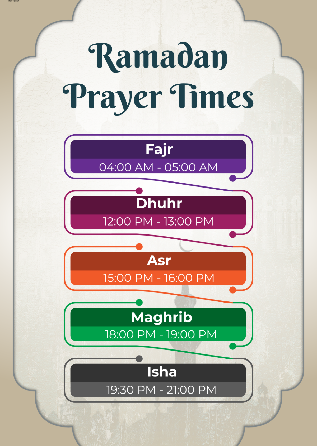 Free Islamic Prayer Times in Ramadan Template