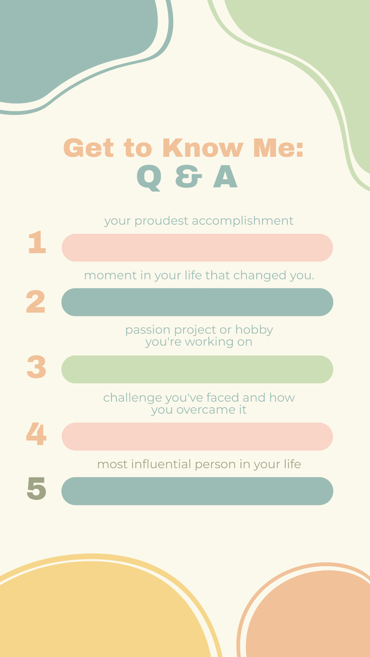 Get to Know Me Q& A your Story Template