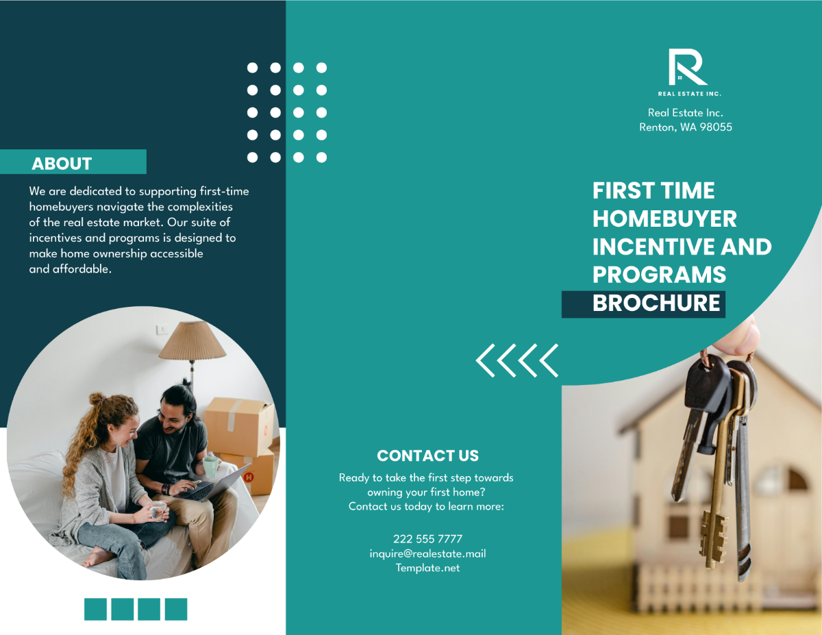 Free First-Time Homebuyer Incentives and Programs Brochure Template
