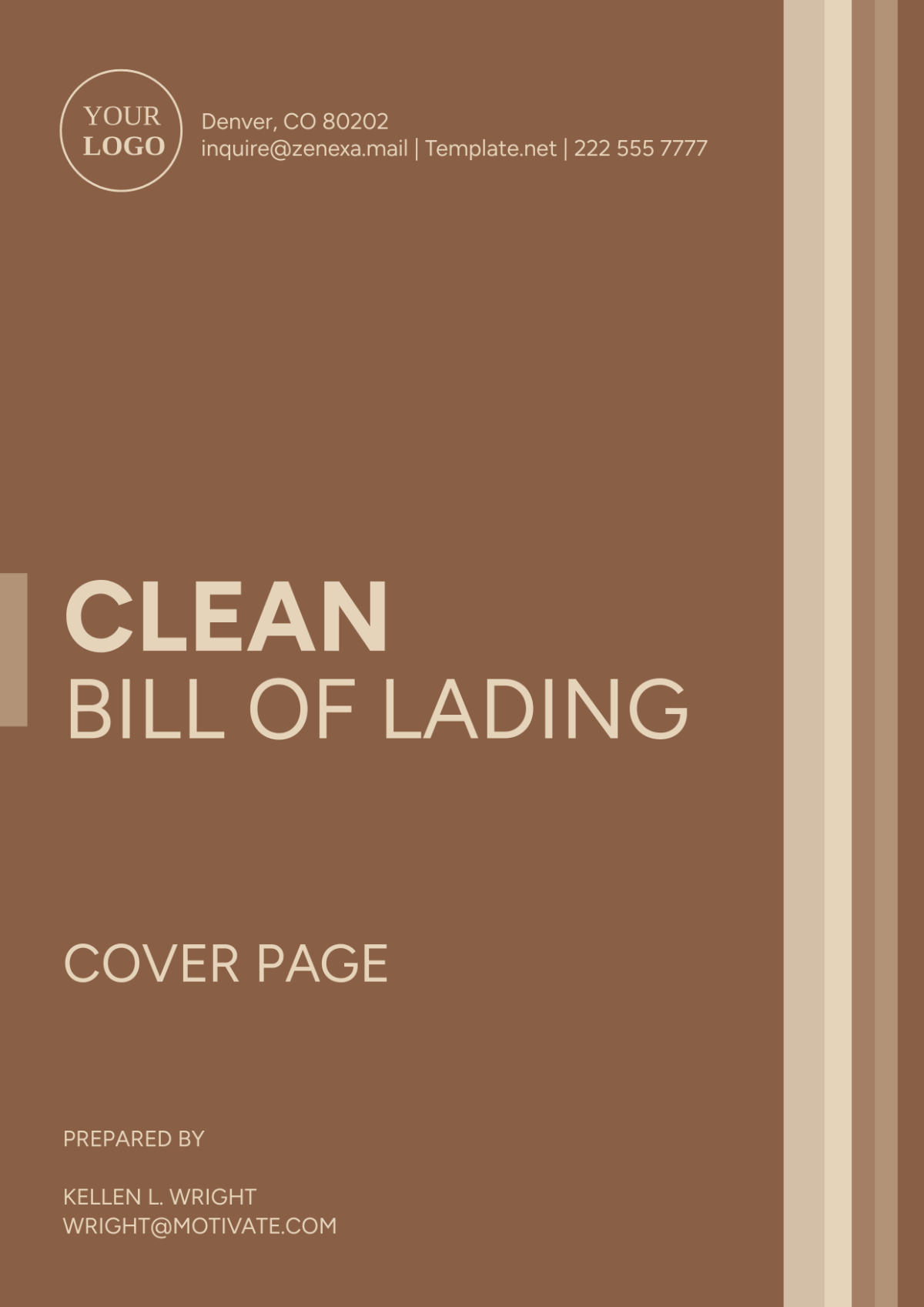 Clean Bill of Lading Cover Page Template - Edit Online & Download