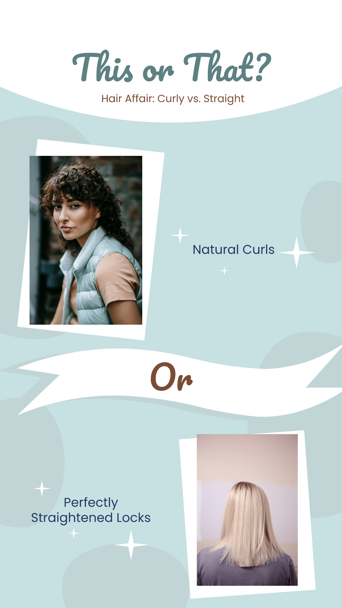 Curly or Straight This or That Sticker Template