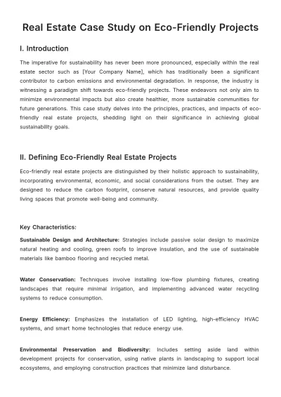 Free Real Estate Case Study on Eco-Friendly Projects Template to Edit Online