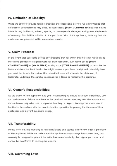 Free Protection Warranty Template to Edit Online