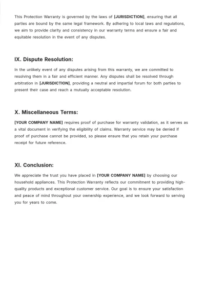 Free Protection Warranty Template to Edit Online