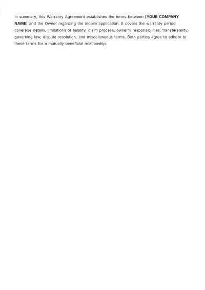 Free Application Warranty Template to Edit Online