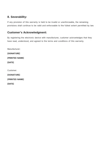 Free Registration Agreement Warranty Template to Edit Online