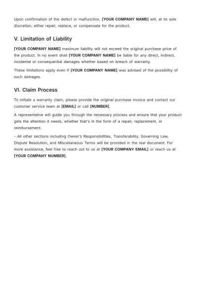 Free Home Appliance Warranty Template to Edit Online