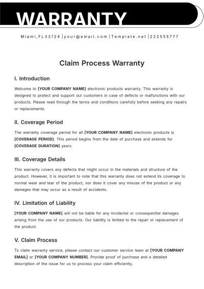 Free Claim Process Warranty Template to Edit Online