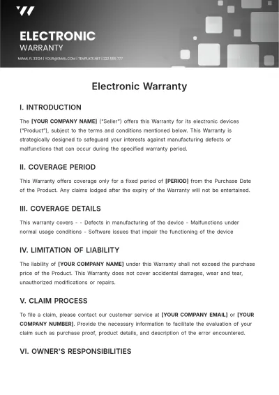 Free Electronic Warranty Template to Edit Online