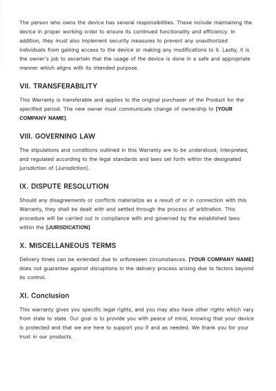 Free Electronic Warranty Template to Edit Online