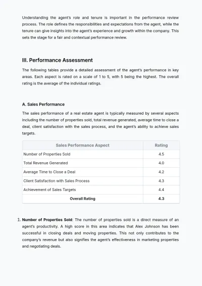 Free Real Estate Agent Performance Review Template to Edit Online