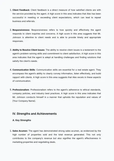 Free Real Estate Agent Performance Review Template to Edit Online
