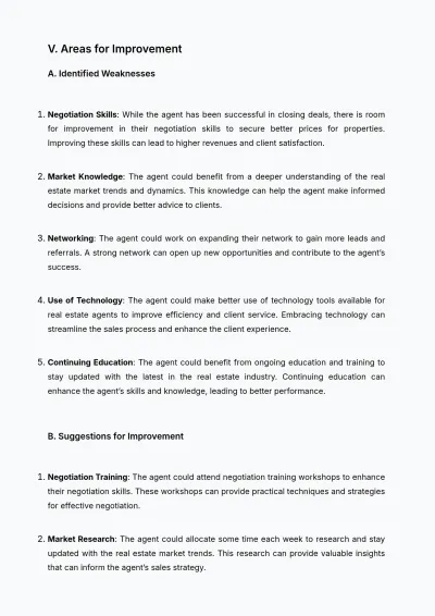 Free Real Estate Agent Performance Review Template to Edit Online