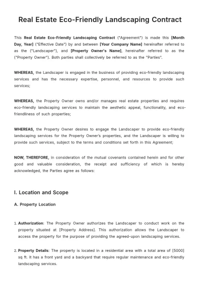 Free Real Estate Eco-Friendly Landscaping Contract Template to Edit Online