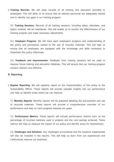 Free Real Estate Recycled Materials Procurement Policy Template to Edit Online