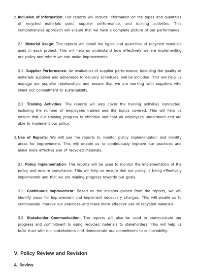 Free Real Estate Recycled Materials Procurement Policy Template to Edit Online