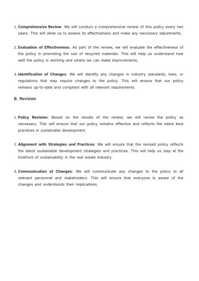 Free Real Estate Recycled Materials Procurement Policy Template to Edit Online