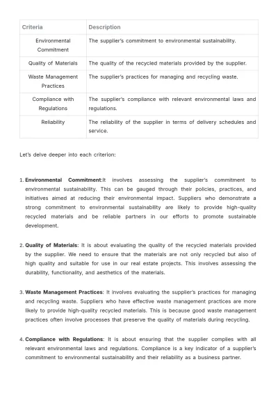 Free Real Estate Recycled Materials Procurement Policy Template to Edit Online