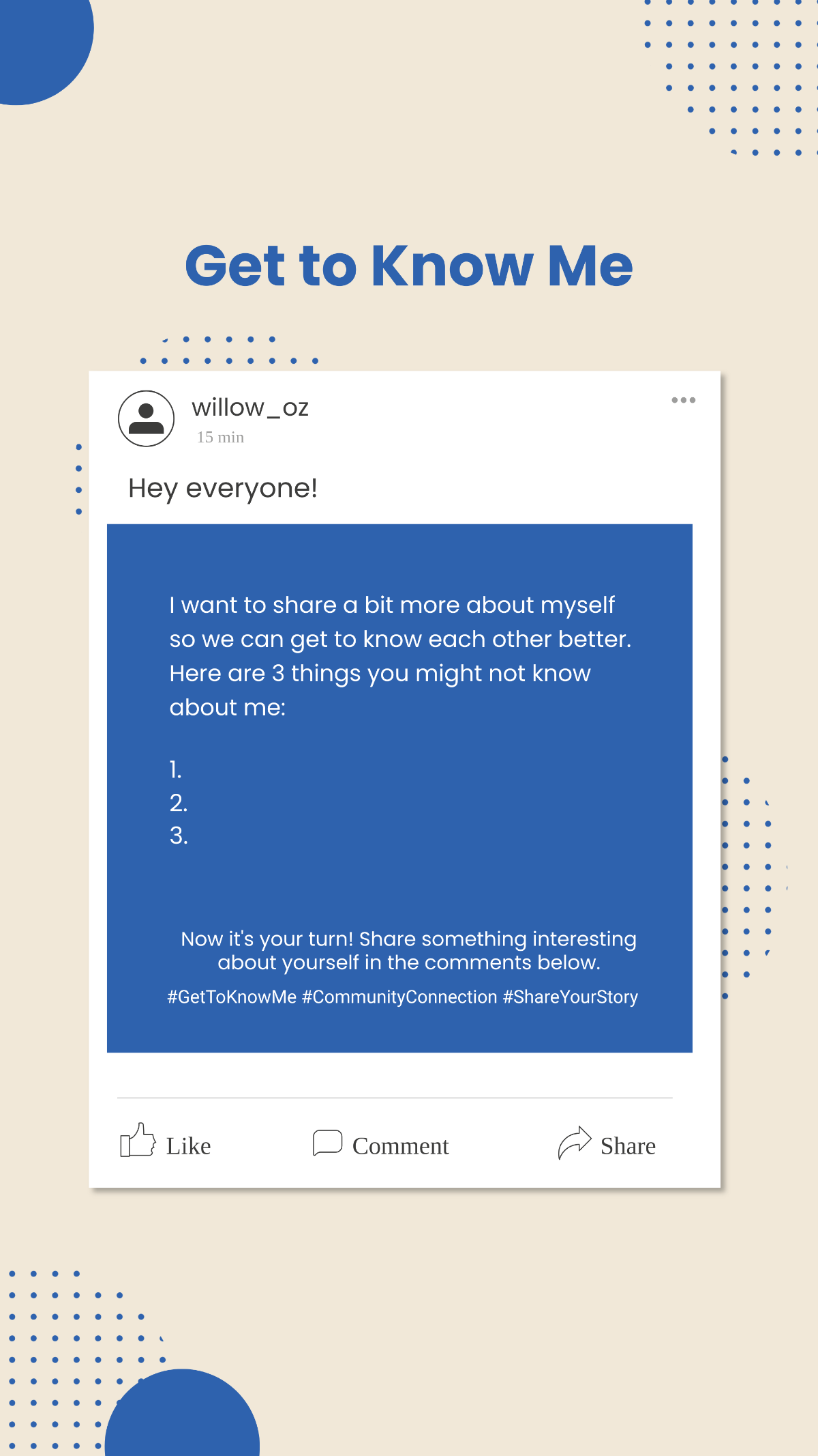 Free Get to Know Me Facebook Post Template