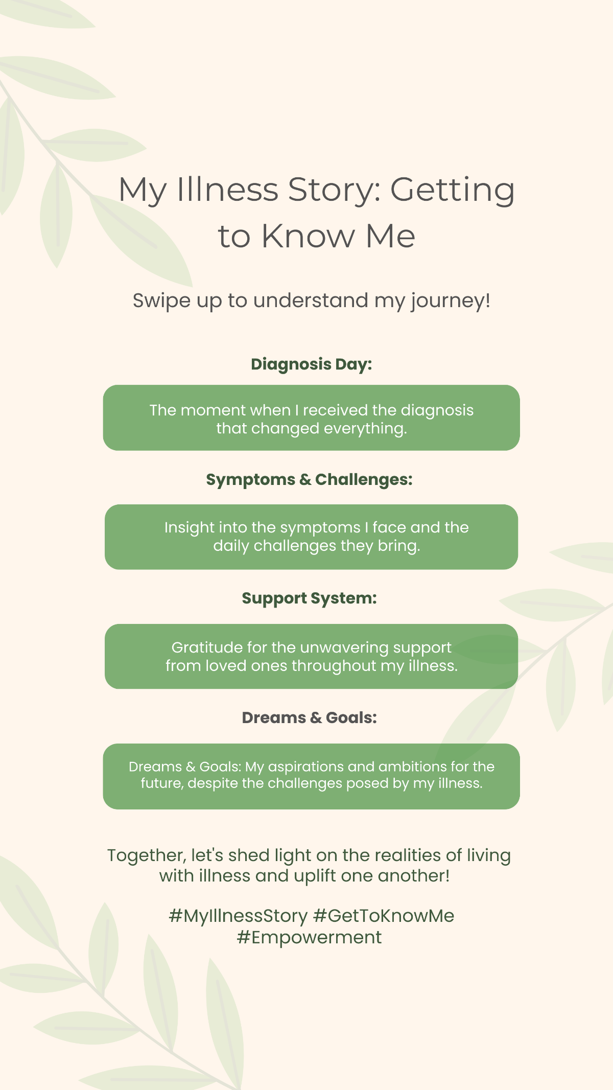Free Get to Know Me My Illness Story Template