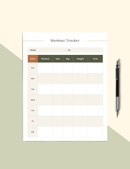 Workout Planner Format