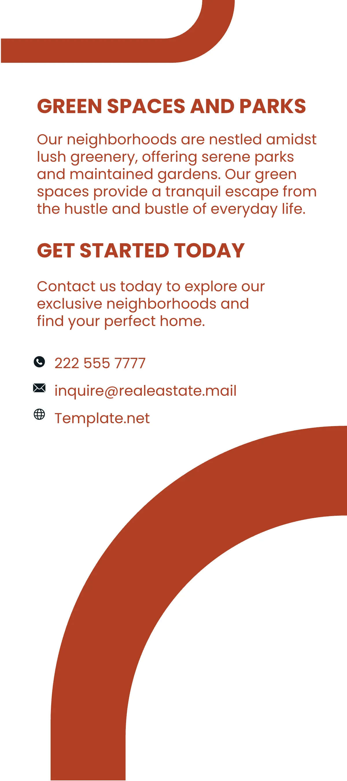 Free Neighborhood Highlights and Amenities Rack Card Template to Edit Online