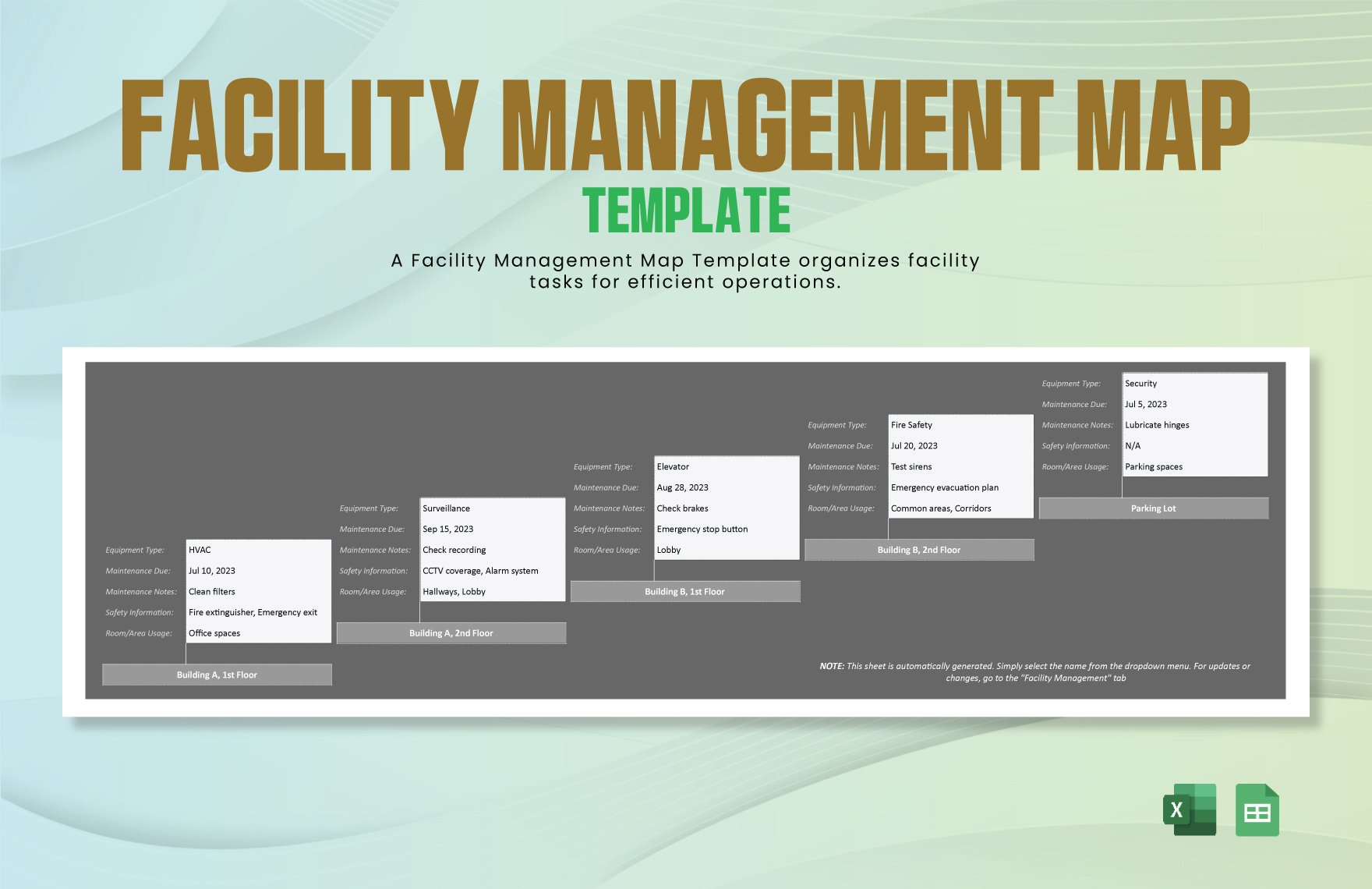 Facility Management Map Template in Excel, Google Sheets