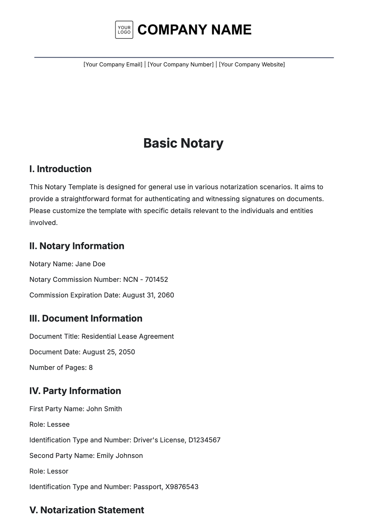 Basic Notary Template - Edit Online & Download