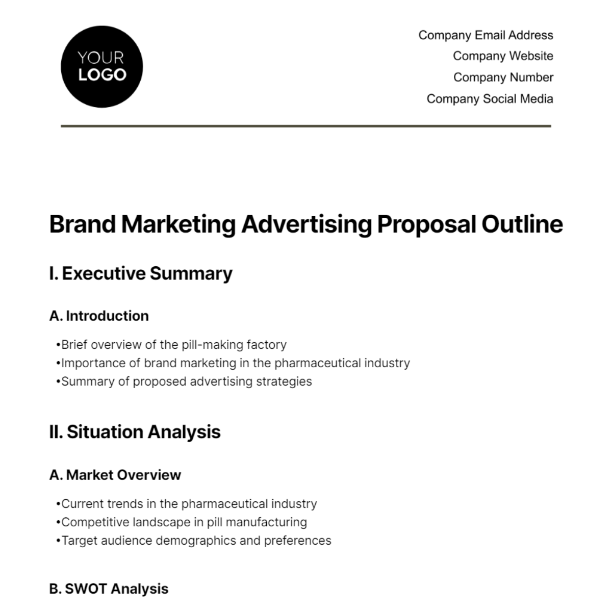 Brand Marketing Advertising Proposal Outline Template