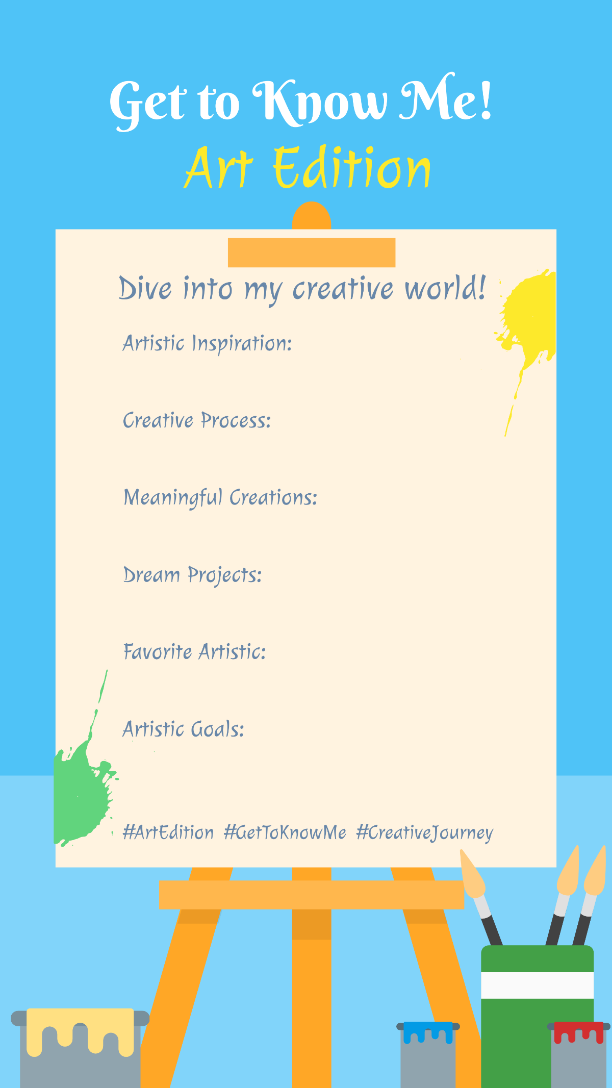 Free Get to Know Me Art Edition Story Template