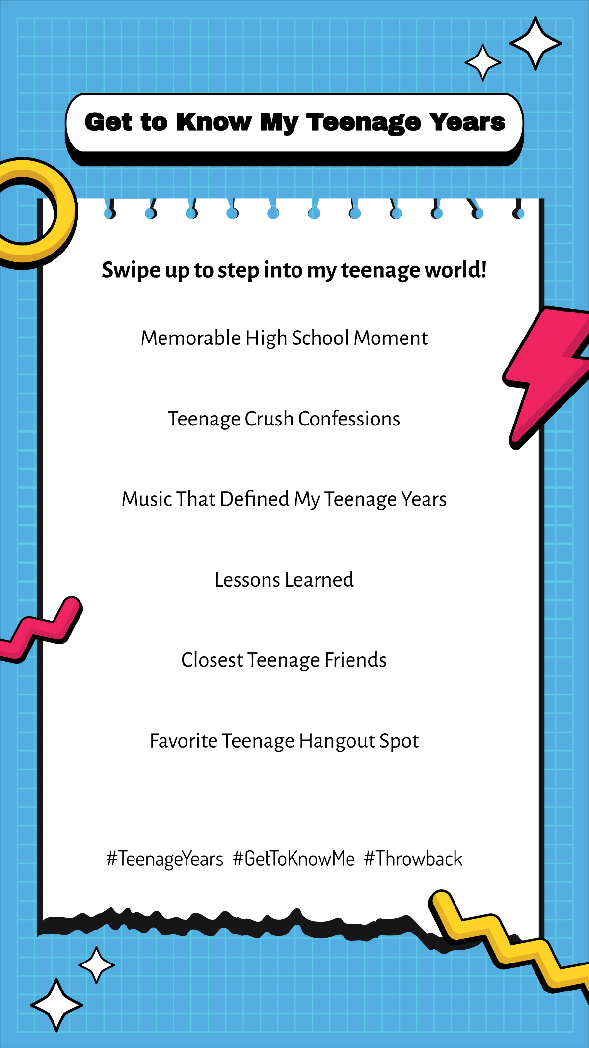 Free Get to Know My Teenage Years Post Template