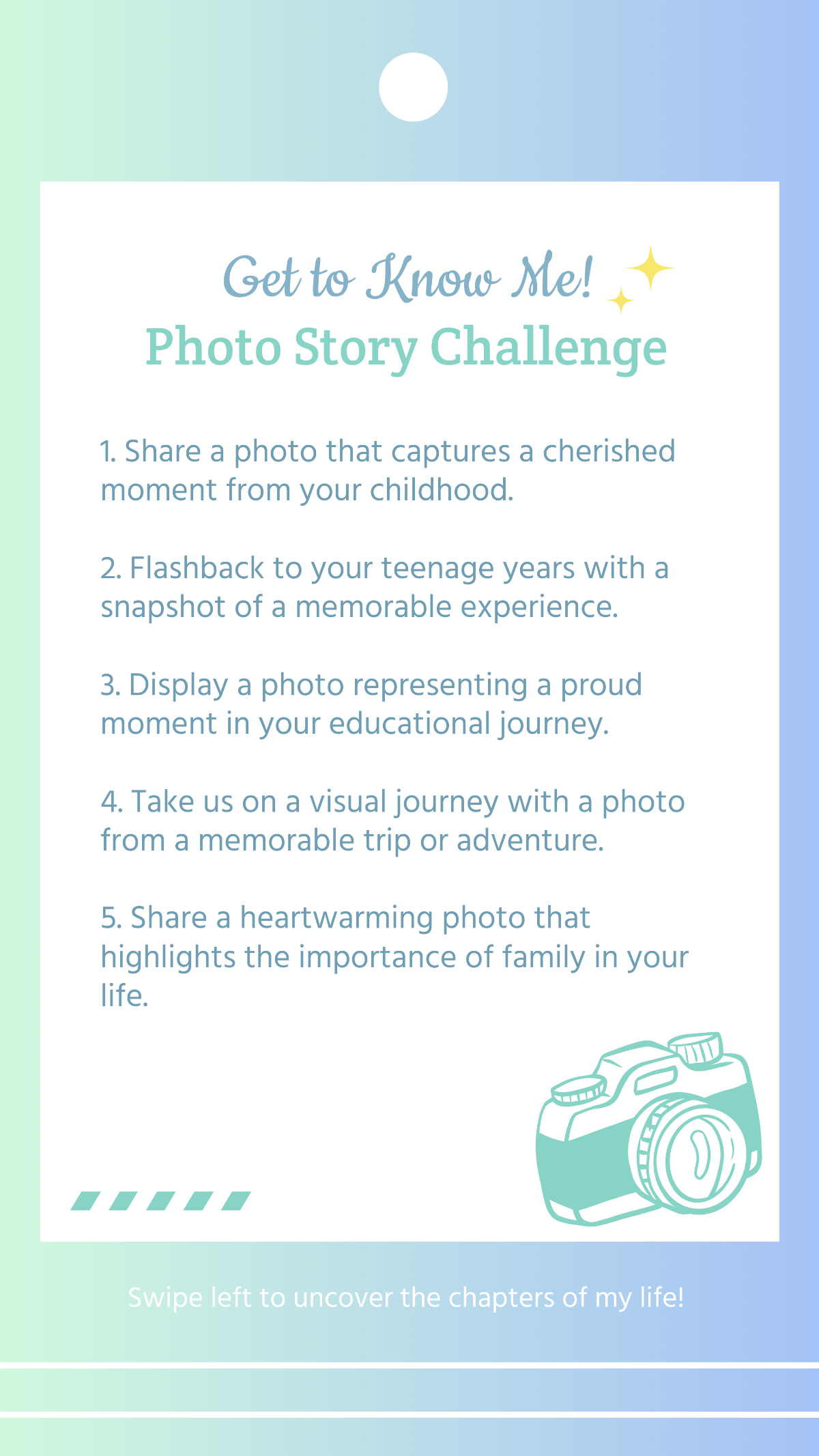 Free Get to Know Me Photo Story Challenge Post Template