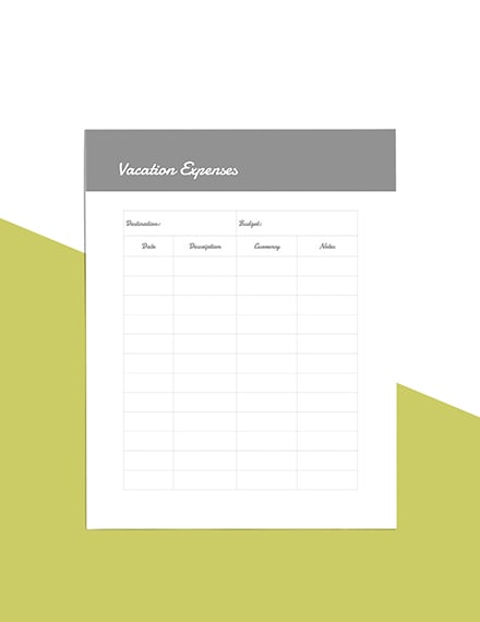 Sample Vacation Planner Template Download