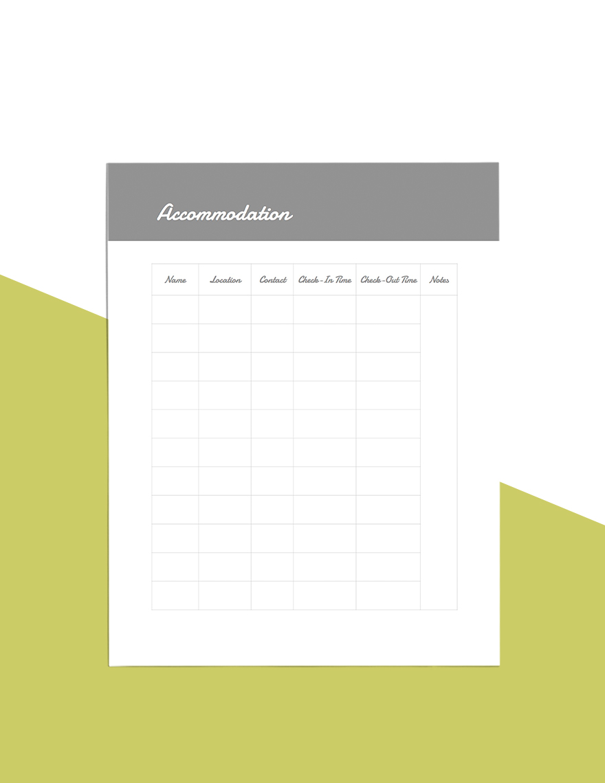 Sample Vacation Planner Template