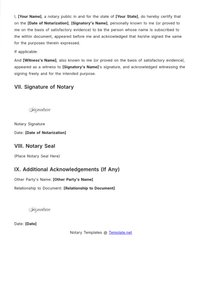 Free Sample Notary Template to Edit Online