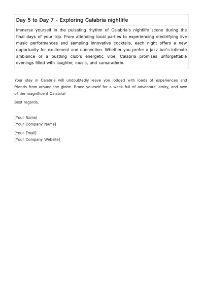 Free Calabria Itinerary Template to Edit Online