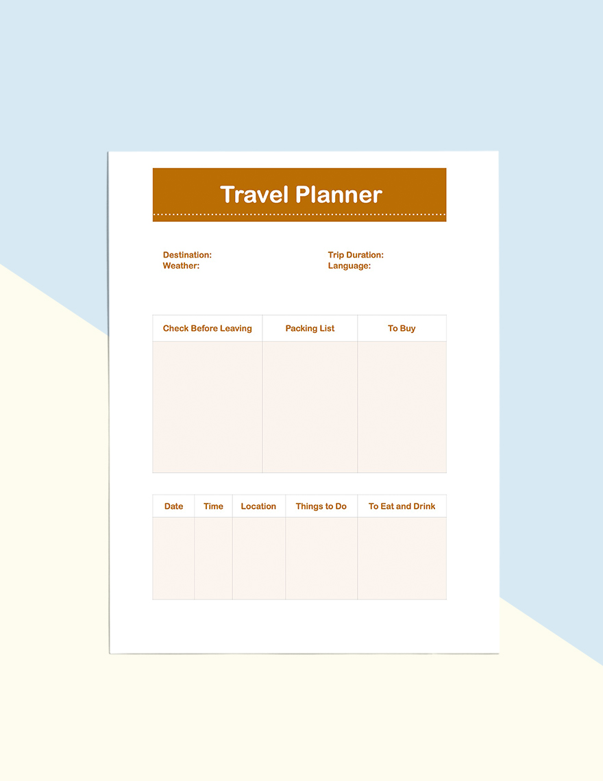 Travel Planner Template Download in Word, Google Docs, PDF, Apple