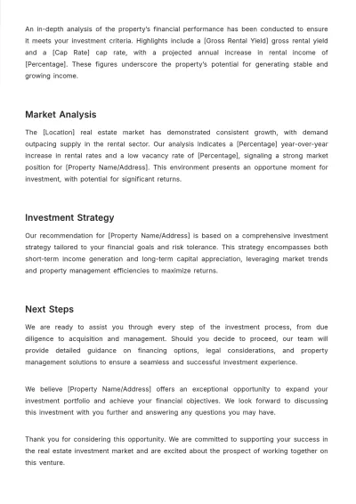 Free Real Estate Investment Property Cover Letter Template to Edit Online