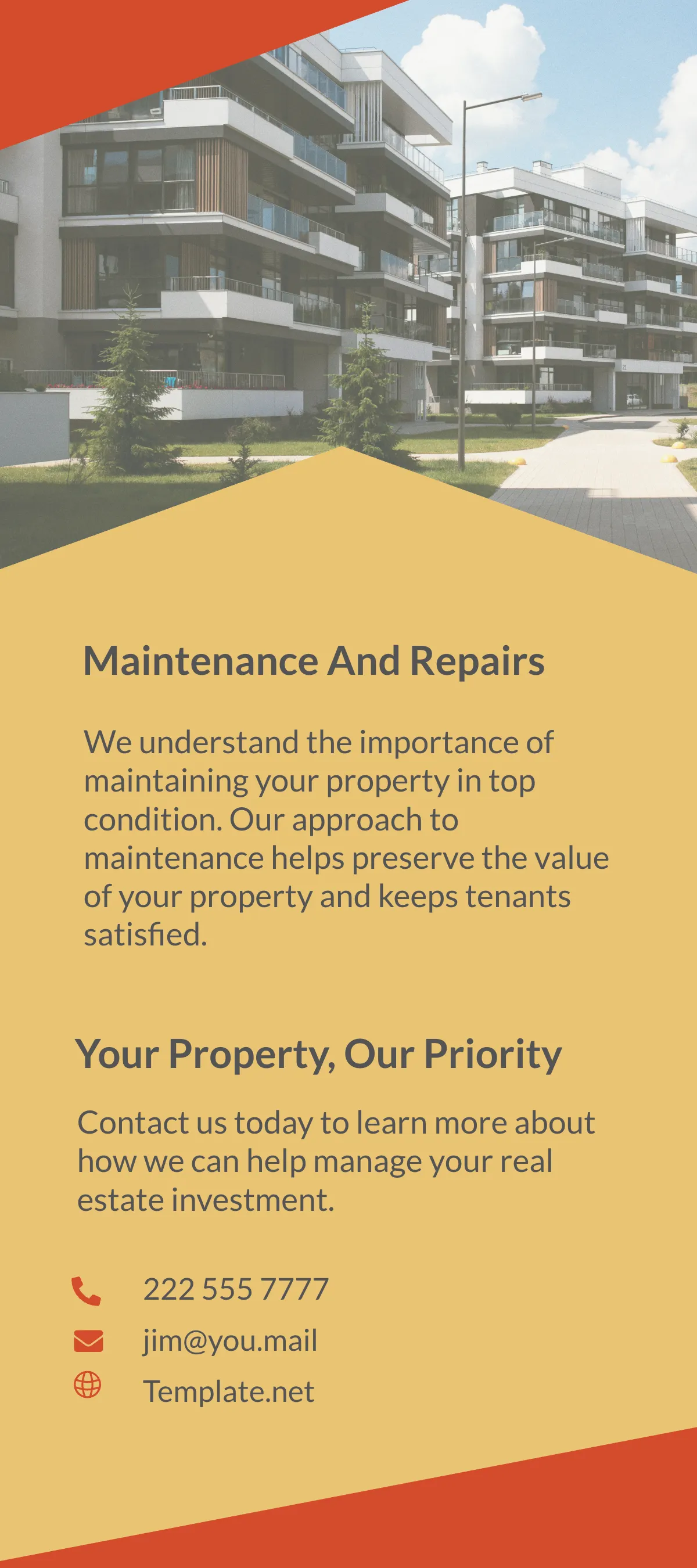 Free Property Management Services Rack Card Template to Edit Online