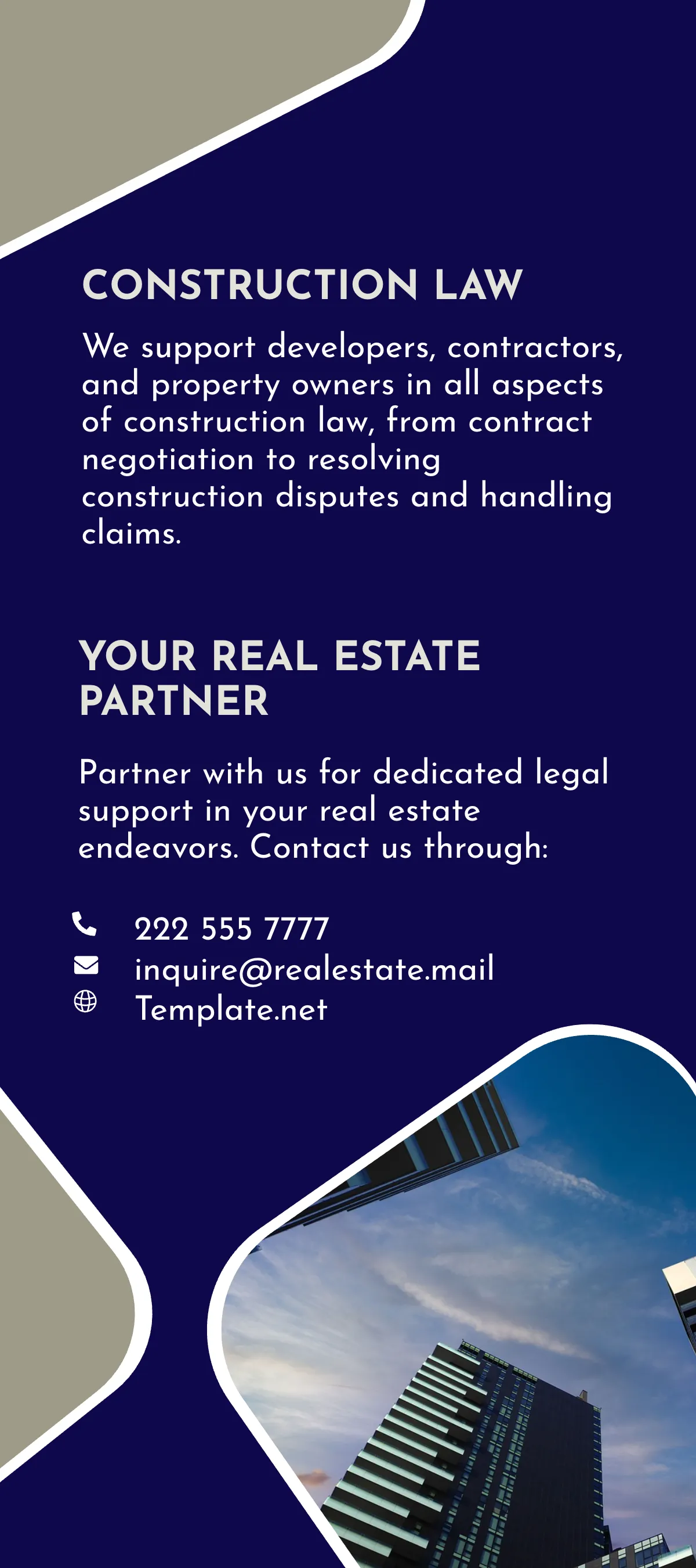 Free Real Estate Legal Services and Guidance Rack Card Template to Edit Online