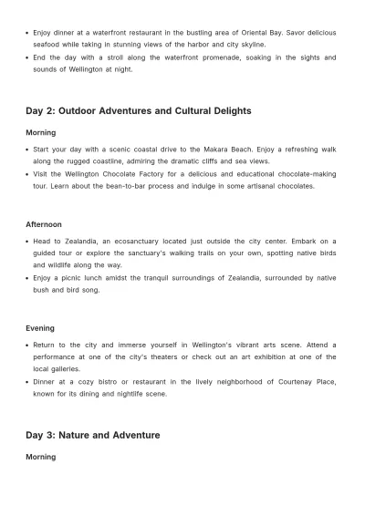 Free Wellington Itinerary Template to Edit Online