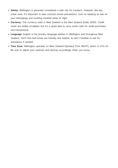 Free Wellington Itinerary Template to Edit Online